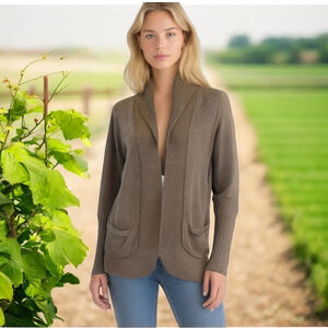 Derek Lam 10 Crosby Women’s Neutral Cotton Cardigan Sweater, Brown Taupe, S